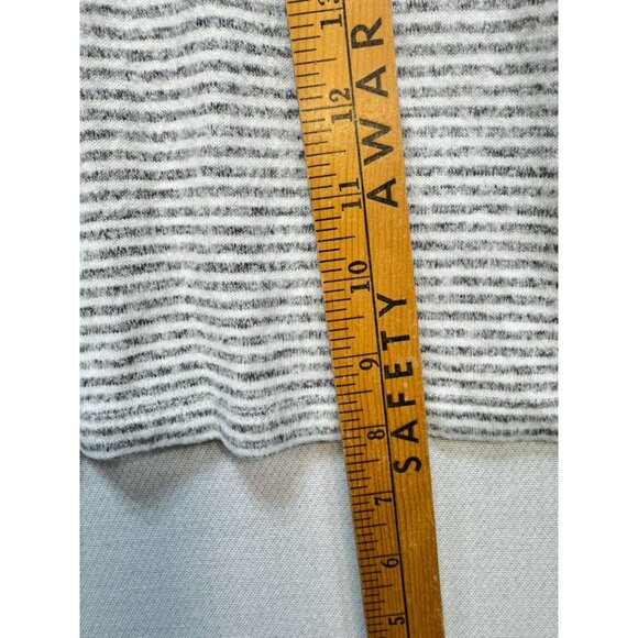 Chicos Womens Knitted Sweater Size 2 Gray Striped Pullover Lace Up Long Sleeves - Picture 8 of 14
